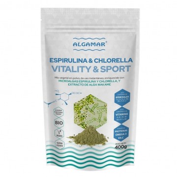 Espirulina & Chlorella Vitality & Sport Vegan 400g Algamar