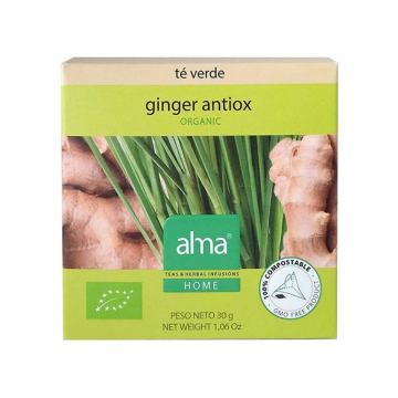 Infusion Te Verde Ginger Antiox SinGluten Bio Vegan 15 Piramides Alma