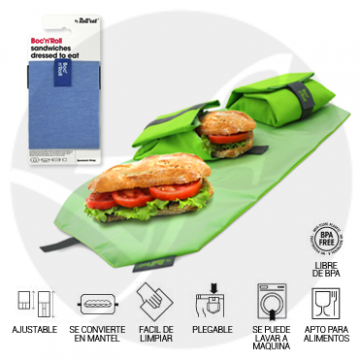 Porta Bocadillos Reutilizables Azul Claro Eco 1ud Roll´Eat