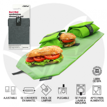 Porta Bocadillos Reutilizable Negro Eco 1ud Roll´Eat