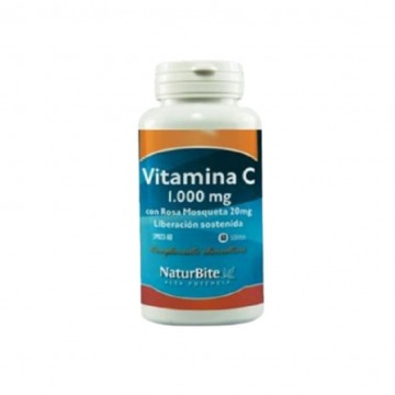 Vitamina-C 1000Mg con Rosa Moqueta 20Mg SinGluten 60comp Naturbite