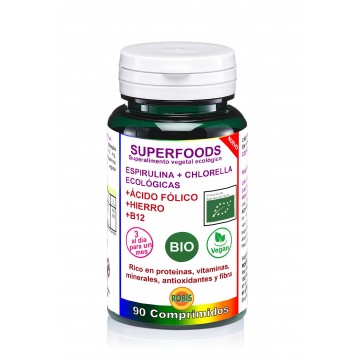 Espirulina y Chlorella Bio Vegan 90comp Robis