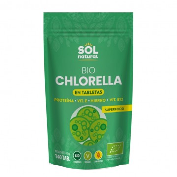 Clorella en Tabletas SinGluten Bio Vegan 140 Tabletas Solnatural