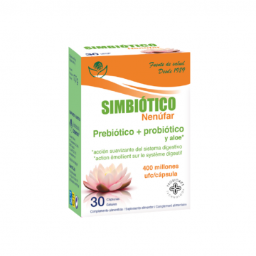 Simbiotico Nenufar Prebiotico + probiotico SinGluten Vegan 30caps Bioserum