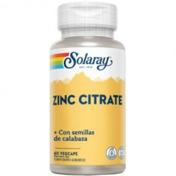 Zinc Citrate con Semillas de Calabaza 50Mg SinGluten Vegan 60caps Solaray