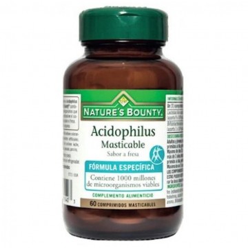 Acidophilus Masticables Sabor Fresa SinGluten Vegan 60comp Nature´S Bounty