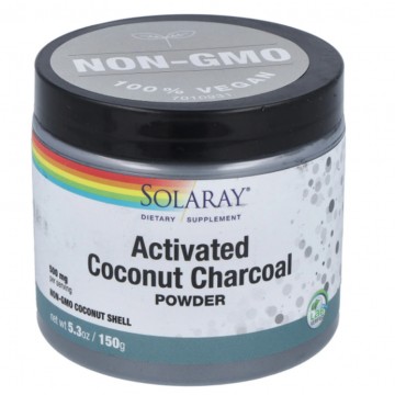 Activated Coconut Charcoal Carbon Activo Polvo Vegan 150g Solaray