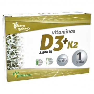 Vitaminas D3+K2 SinGluten 60caps Pinisan